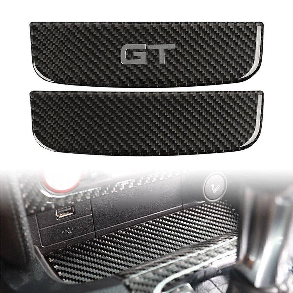 Carbon Fiber Interior Storage Box Trim Cover for Ford Mustang (2015–2019)