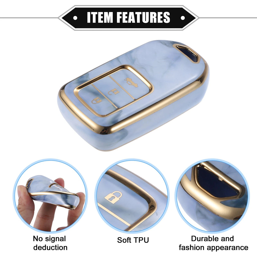 3X TPU Key Fob Cover Case for Honda CR-V, Civic (2014–2016) - Blue
