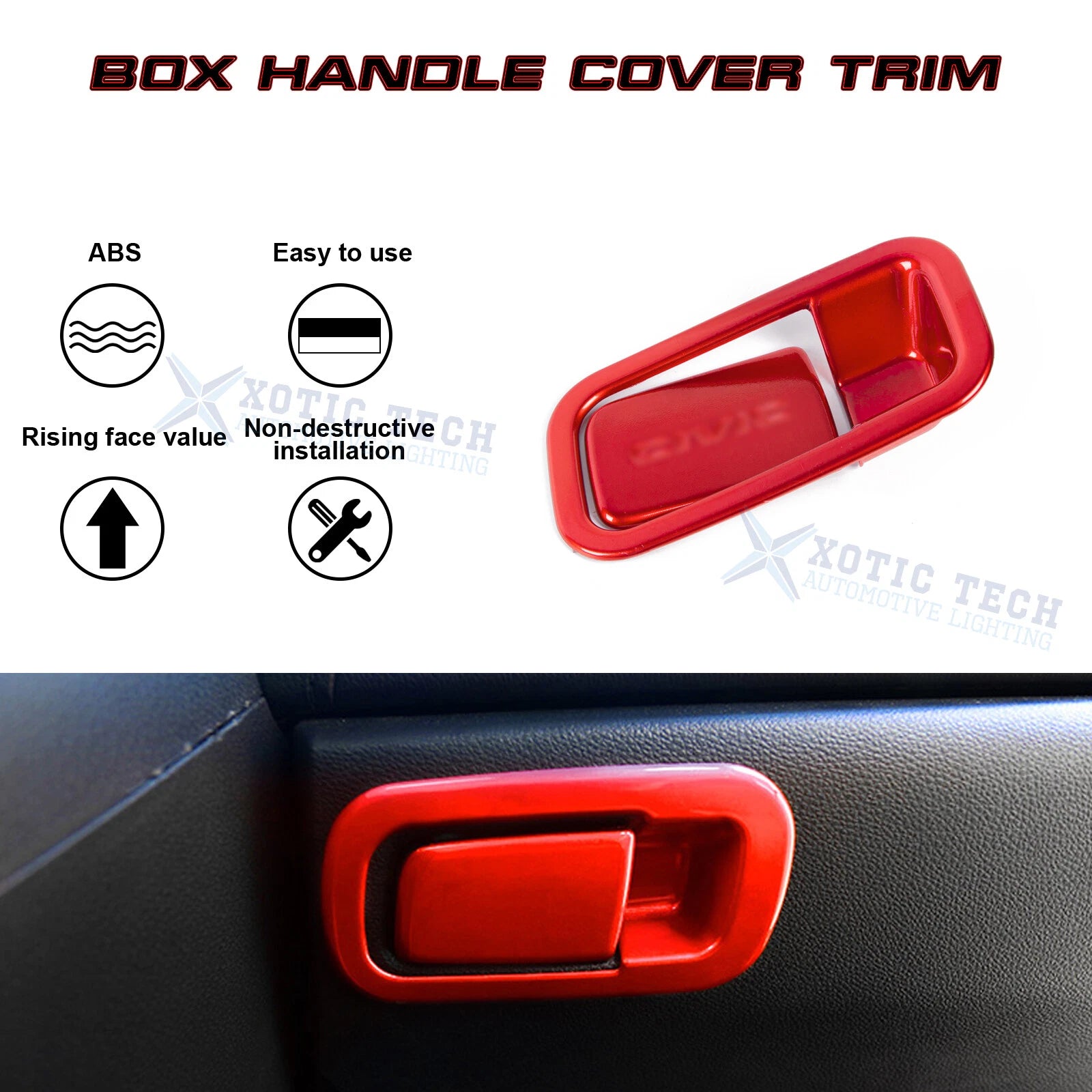 Sporty Storage Box Handle Overlay Molding for Honda Civic 2016-2021