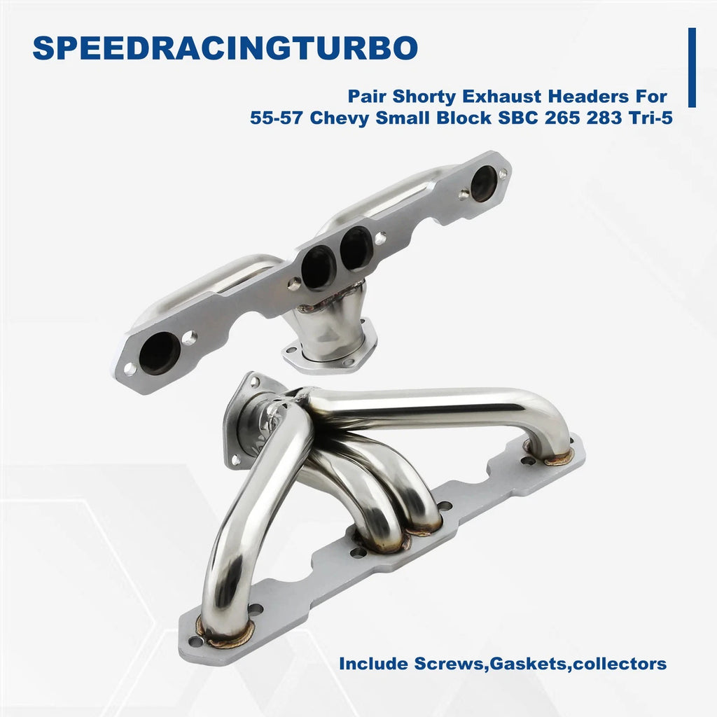 Shorty Exhaust Headers Manifold for 55-57 Chevy Small Block SBC 265 283