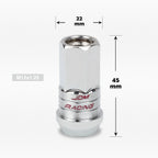 Set of 20 M12X1.25 Chrome JDM Open End Lug Nuts with Spline Locks & Key