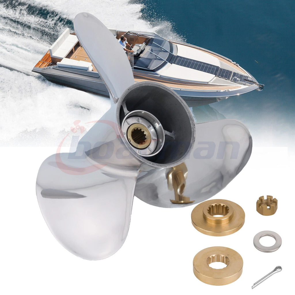 Outboard Propeller 13 7/8x17 for Yamaha 50-115HP (Stainless, Hardware Kits)