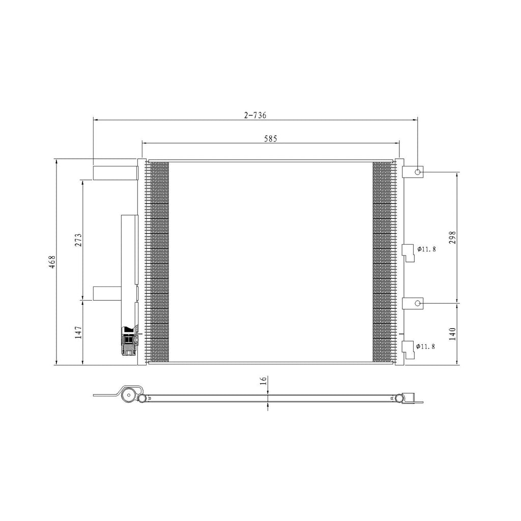 Replacement A/C Condenser w/o Trans Oil Cooler (See compatibility Chart)