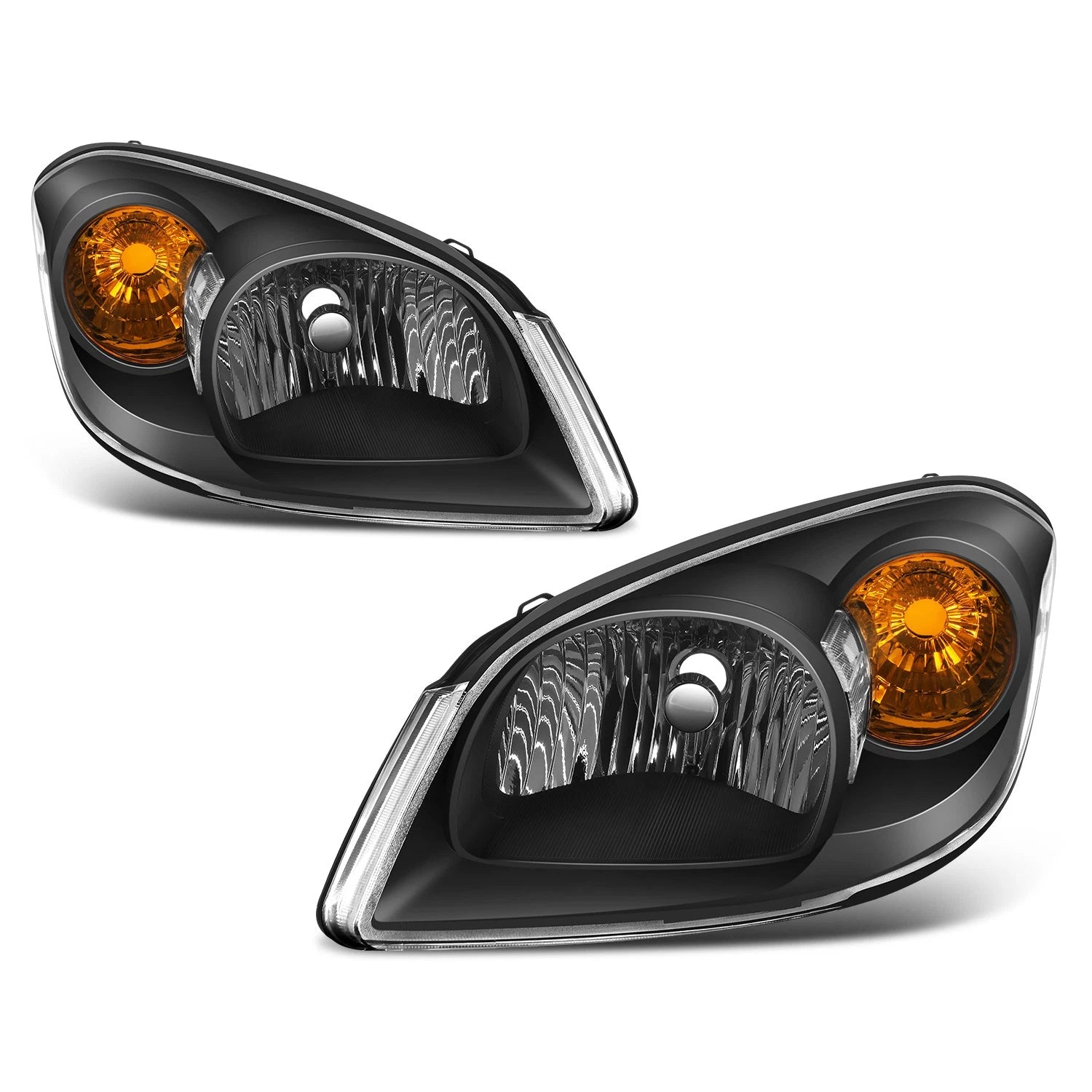 Headlight Lamp Replacement Pair for Chevy Cobalt (2005–2010) Black Housing