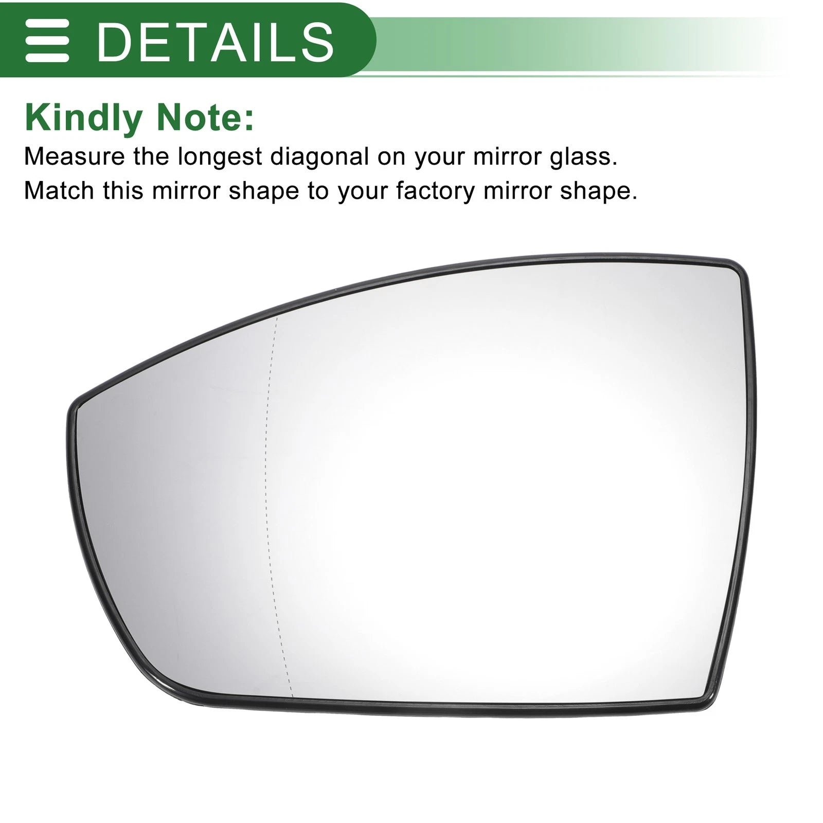 Left Side Heated White Mirror Glass for Ford EcoSport (2013–2023)