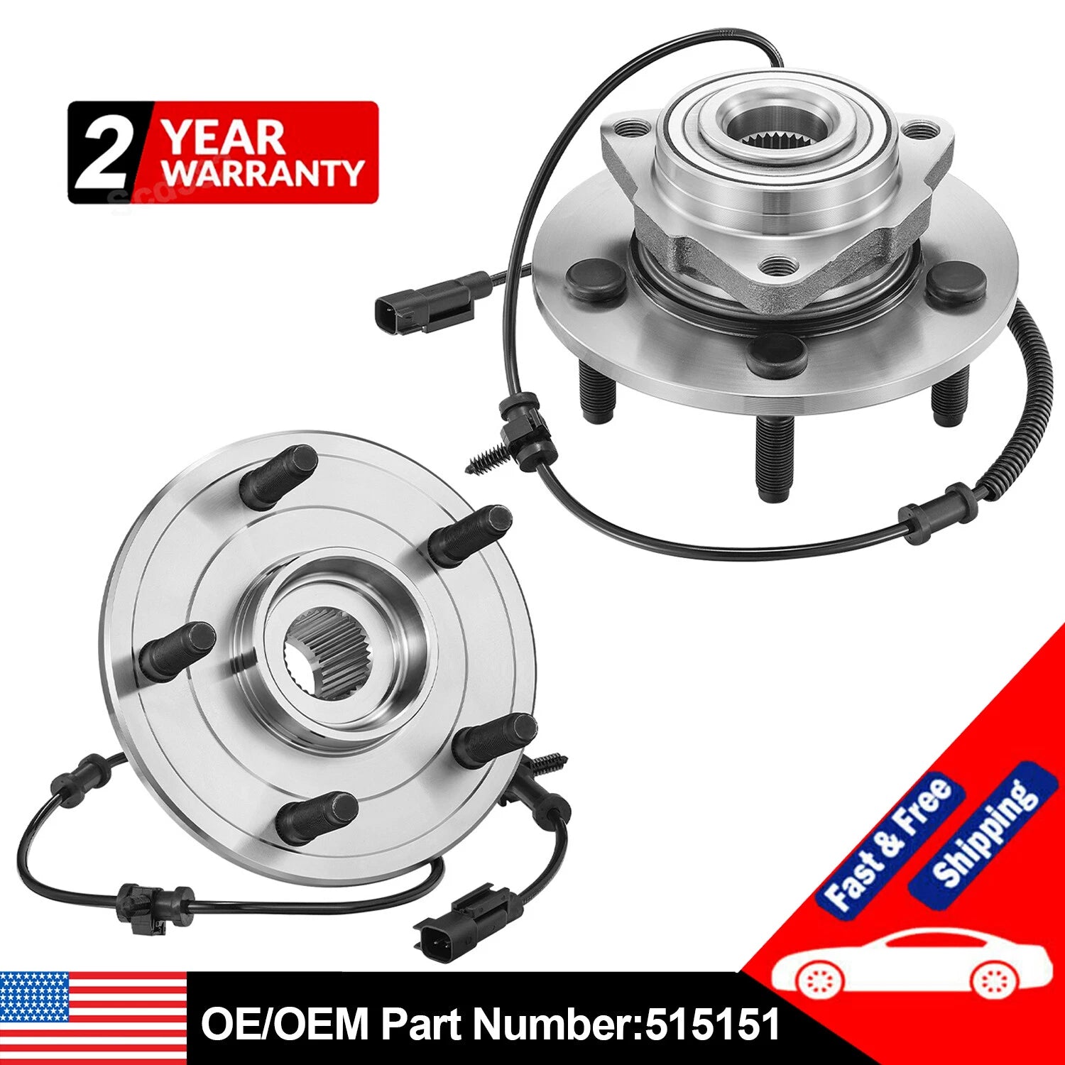 Pair Front Wheel Bearing Hub for Dodge Ram 1500 Classic (2012–2018)