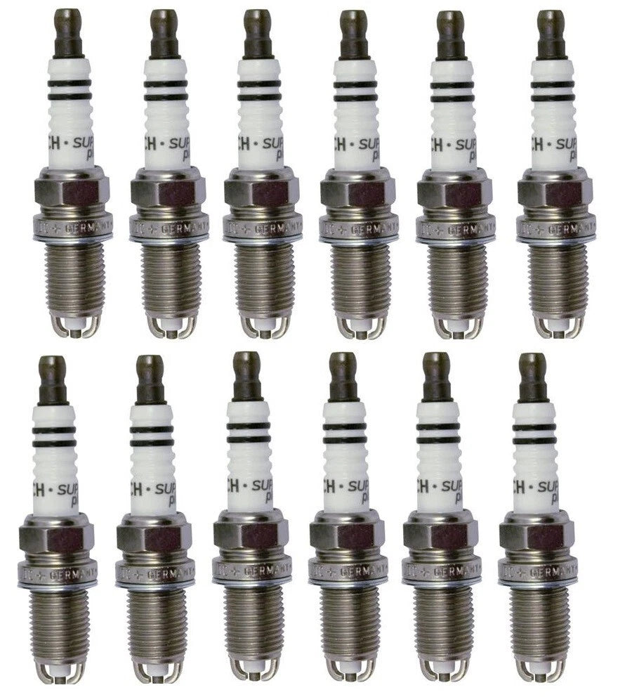 Set of 12 Bosch Super Spark Plugs Gap 0.035 for Audi BMW Chevy Porsche Suzuki VW