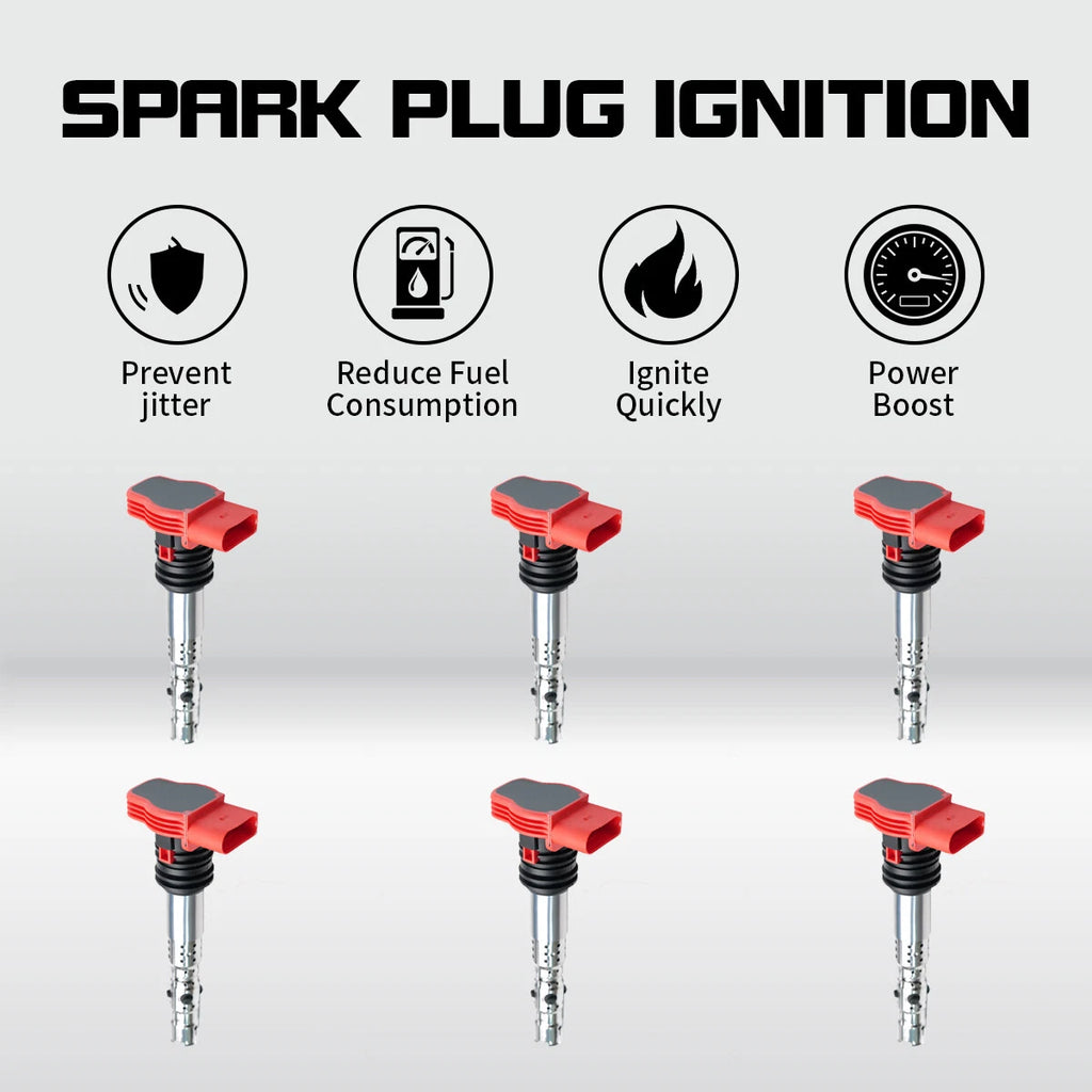 Set of 6 Ignition Coils for Audi A6, Porsche Panamera, VW Touareg (Replaces UF529)