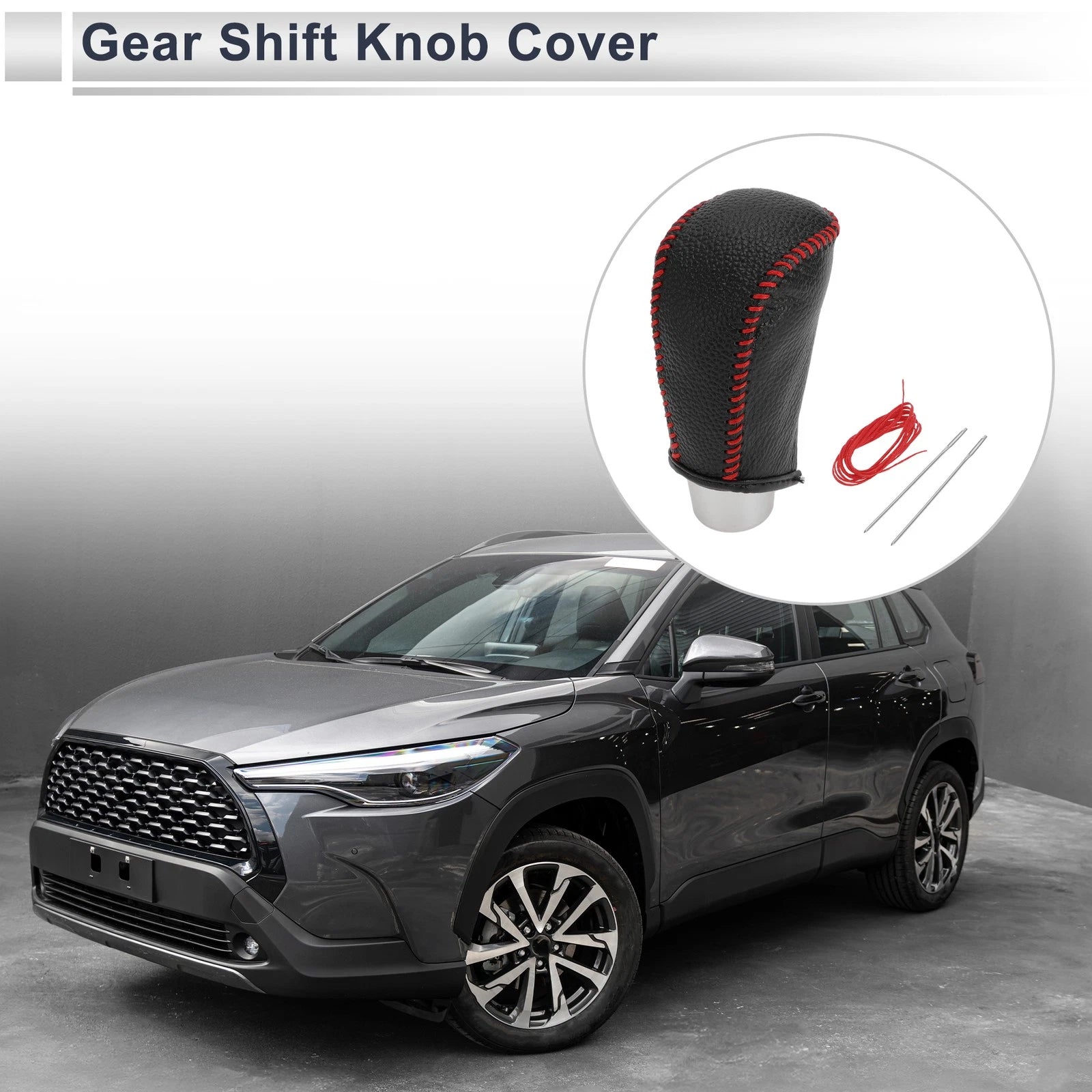 Gear Shift Knob Cover for Toyota Corolla (2009–2013) Pebbled Black Red