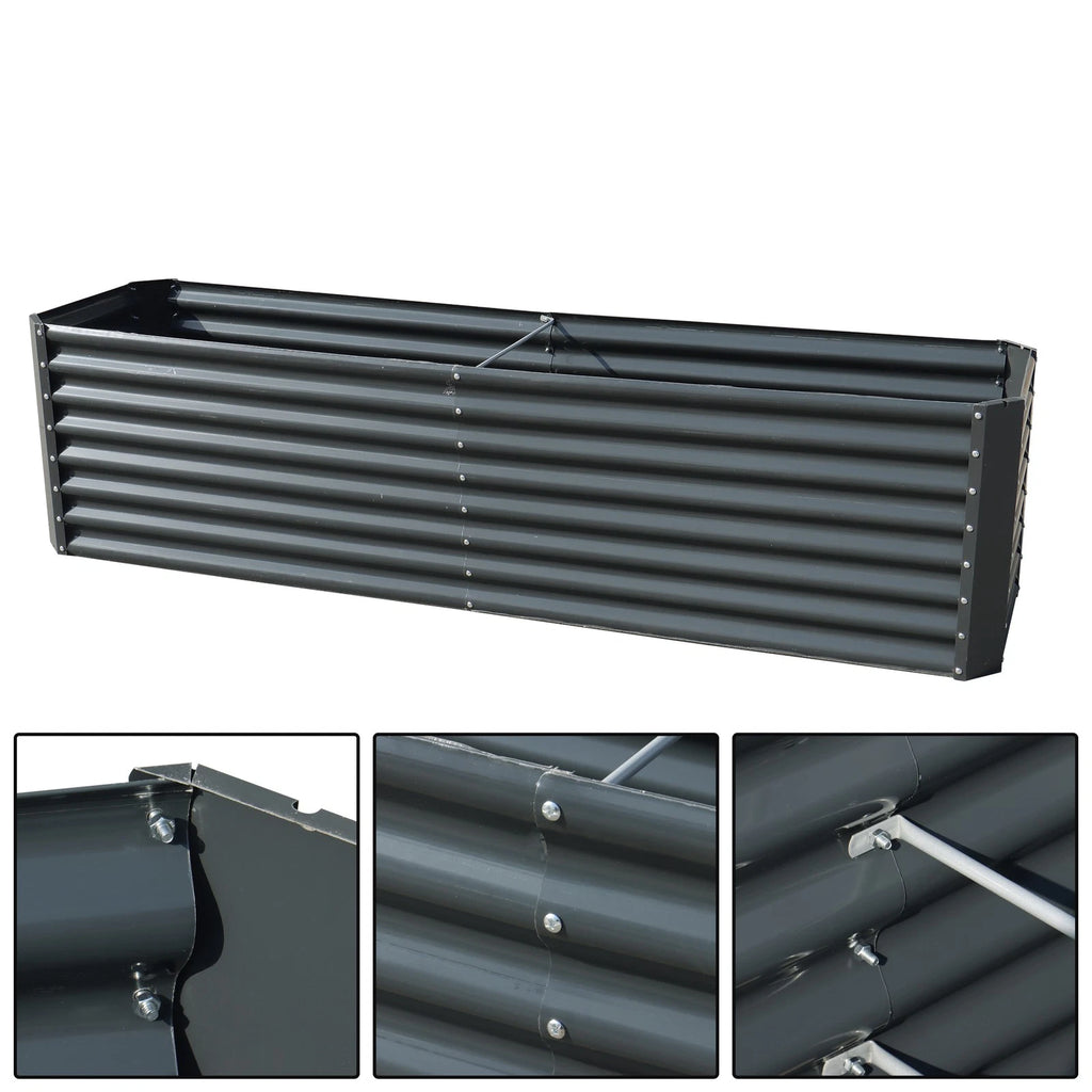Set of 2 Galvanized Raised Garden Beds for Outdoor Planting
