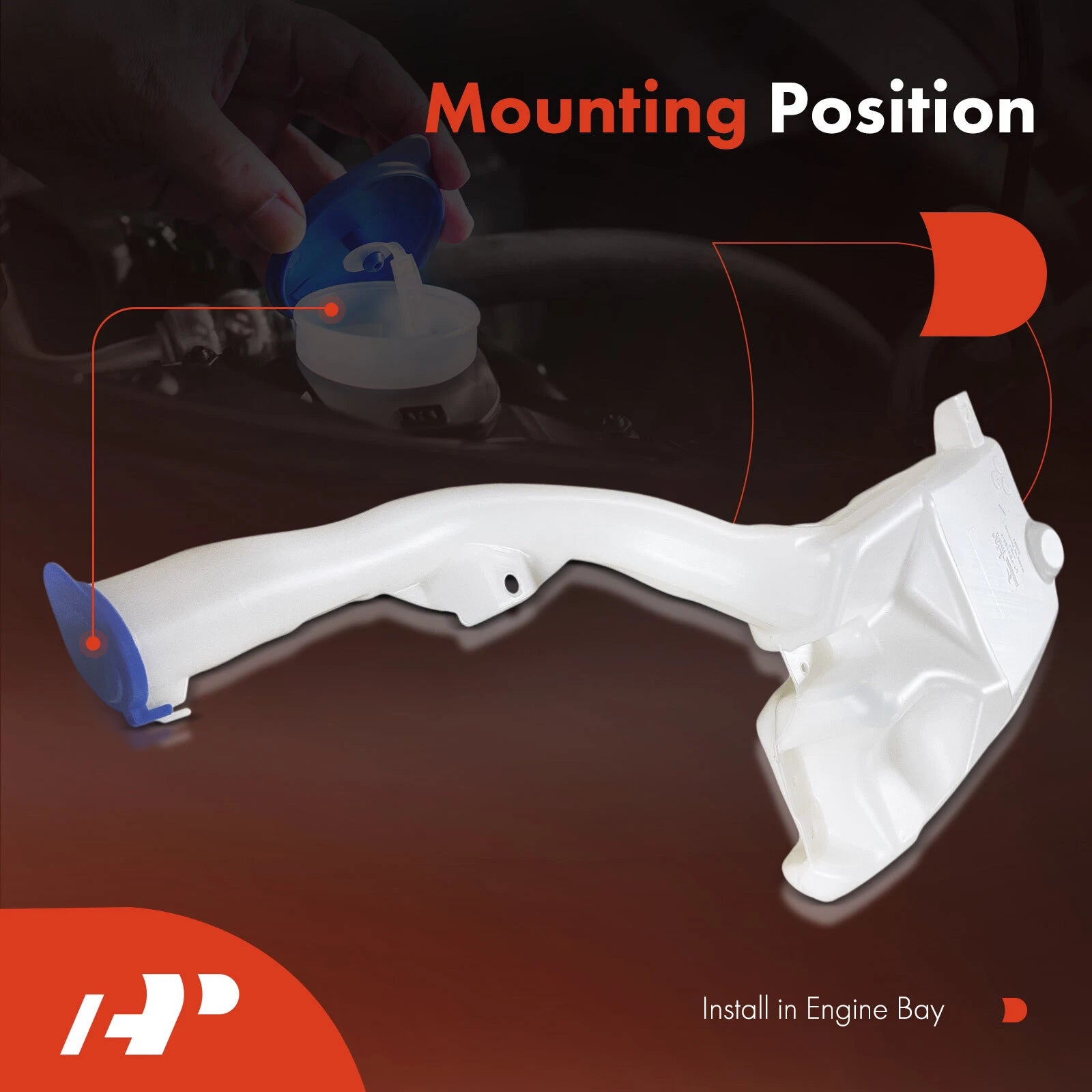 Windshield Washer Reservoir Tank with Cap for Ford Edge (2015-2023)