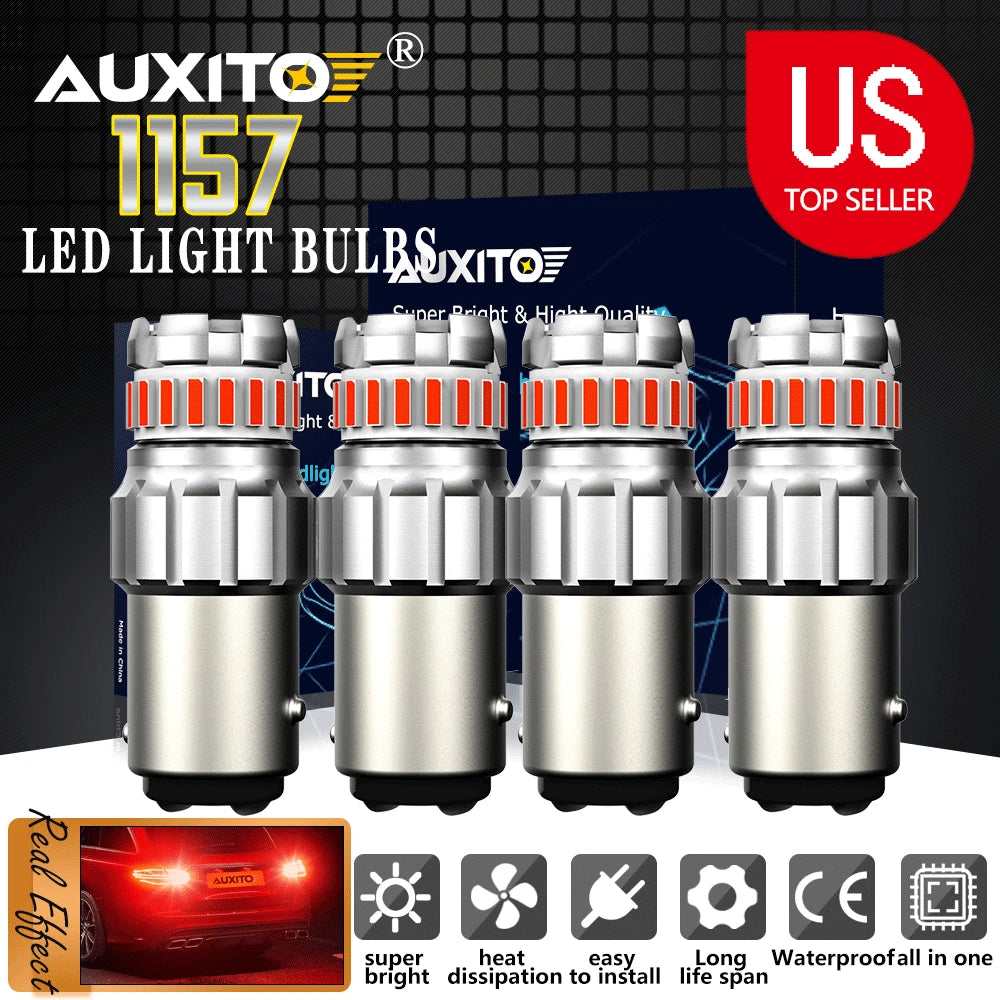 Set of 4 Red 1157 LED Tail Stop Brake Turn Signal Lights for Various Models