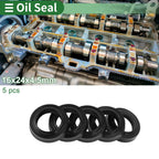 Set of 5 Oil Seal Rotary Shaft Seal NBR Rubber 16x24x4.5mm