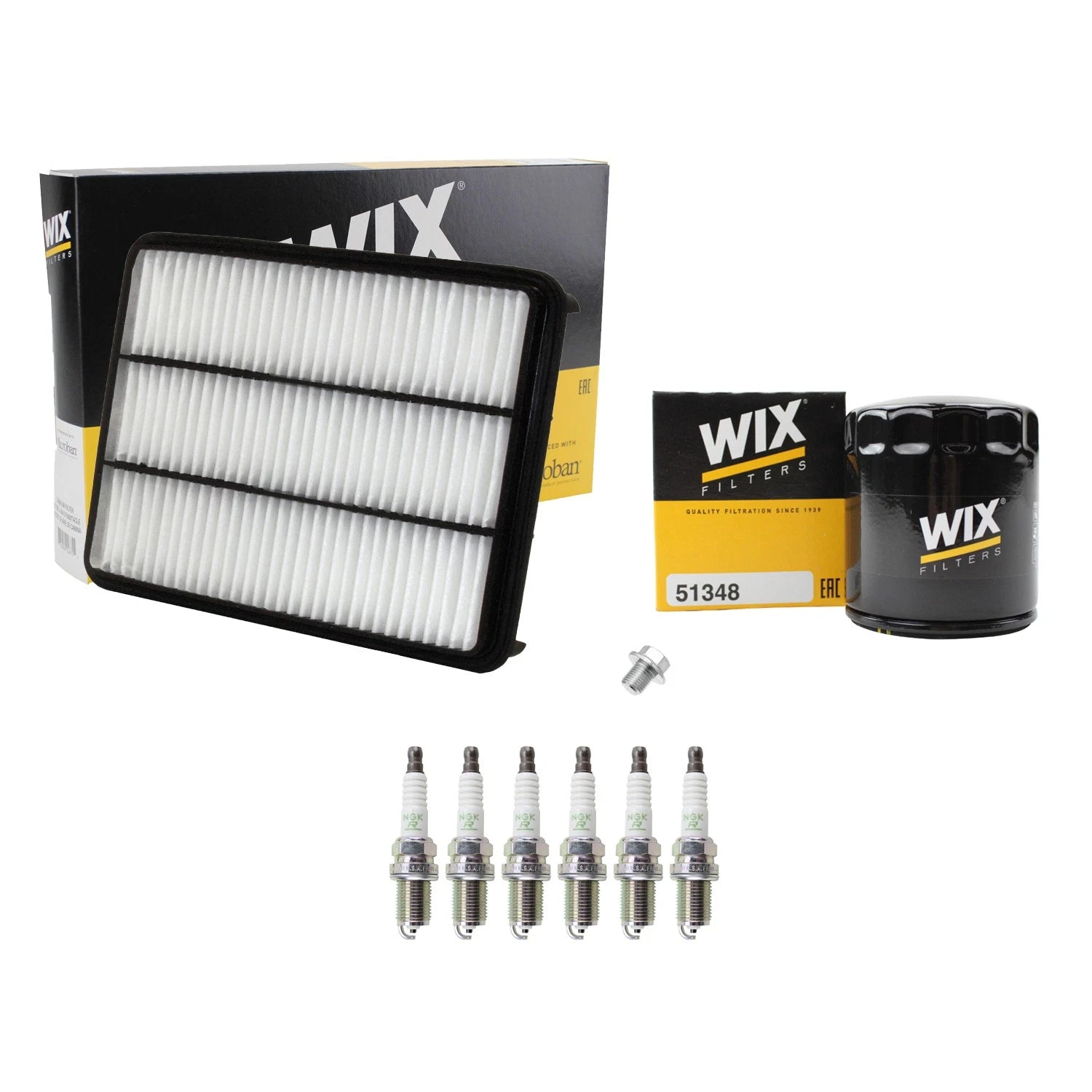 Wix Engine Air Oil Filters & NGK Spark Plug Kit for Toyota Tundra (1999–2006)