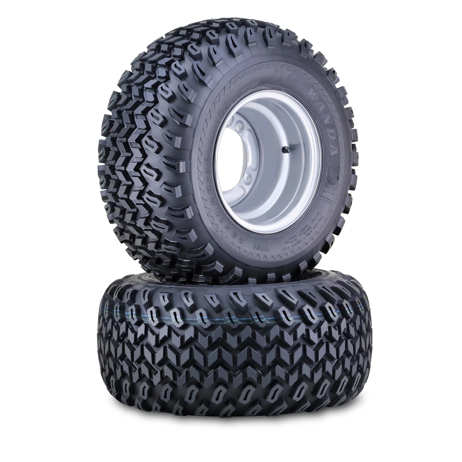 2 Wanda ATV Tire Wheel Assembly 22X11X10 4X156mm PCD 3+5 Silver Wheel (N/A)