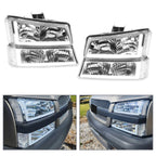 Set of 2 Headlights for Chevy Silverado Avalanche (2003–2007) Chrome LED DRL