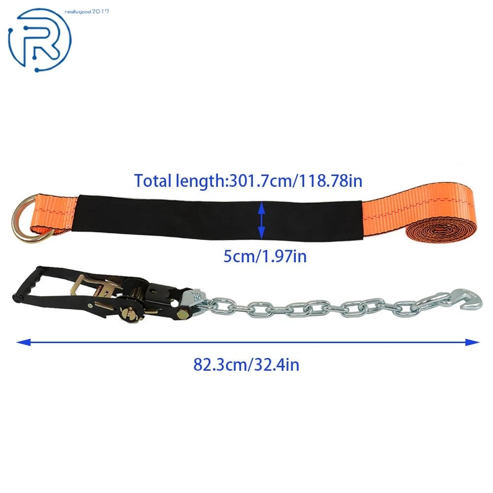 Set of 4 Tie Down Straps 2 Inch × 96 Inch 3,300 lb SWL