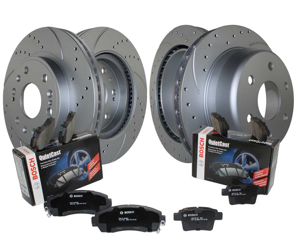Front & Rear Brake Kit with Drilled Rotors & Bosch Ceramic Pads for Cadillac Chevy GMC