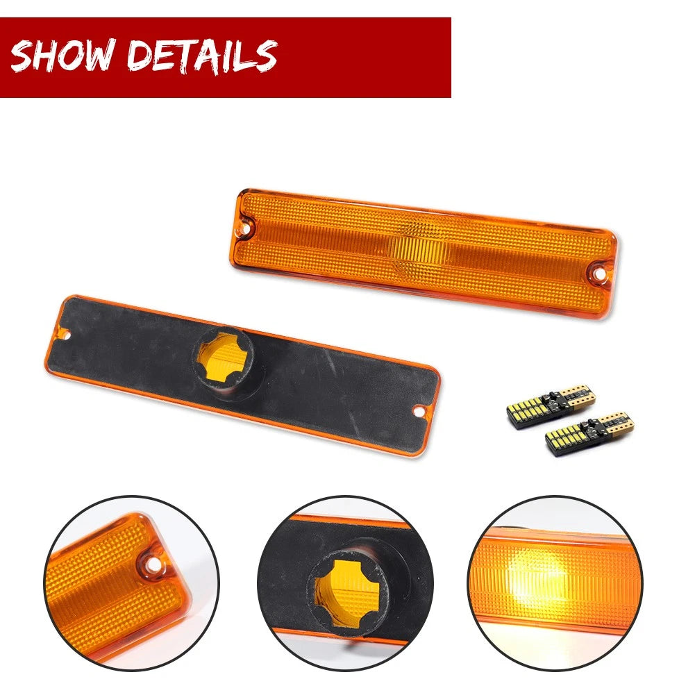 Amber Front Side Marker Light Lens with LED for Jeep Wrangler YJ (1987–1995)