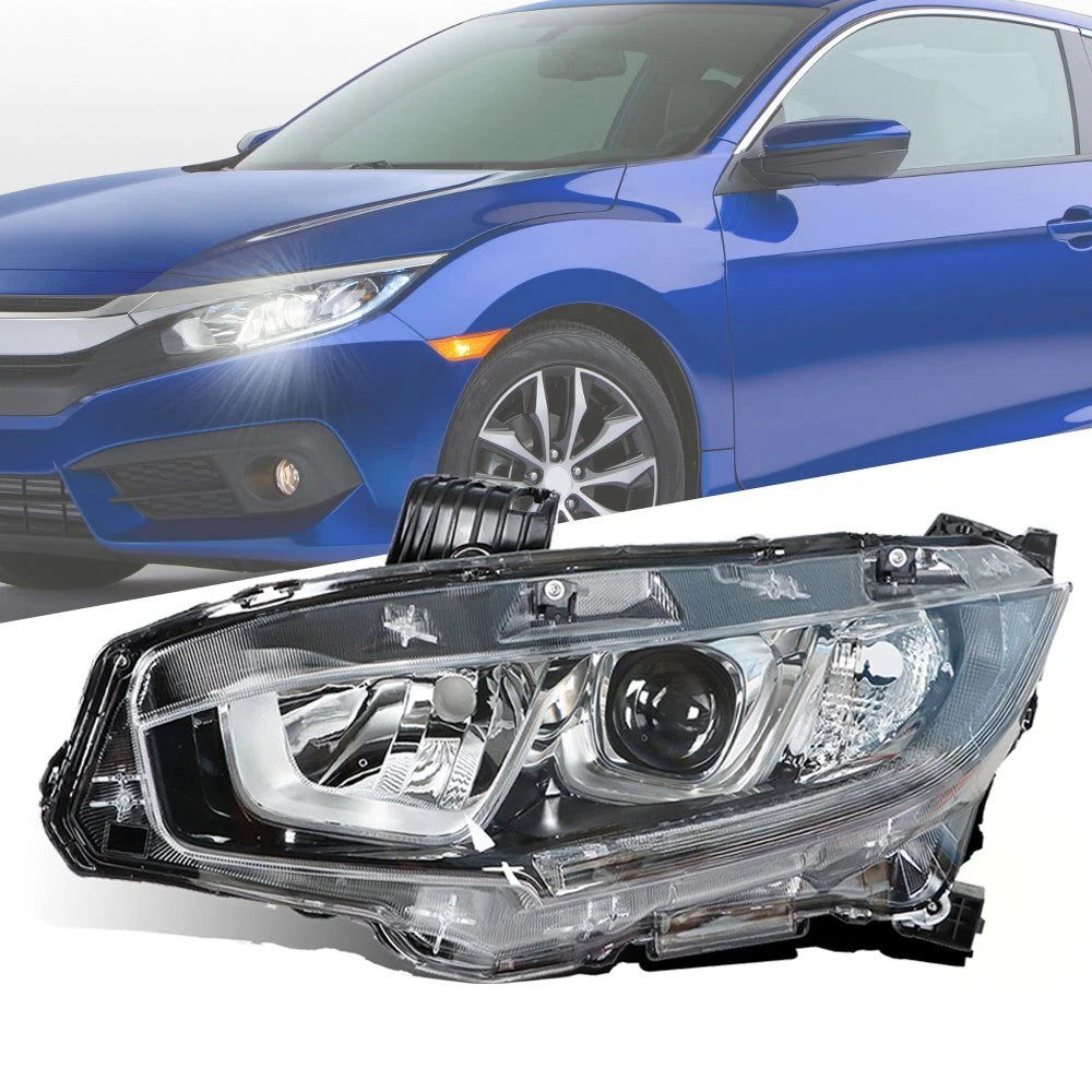 Chrome Halogen Projector Headlight for Honda Civic (2016–2020) Left Side