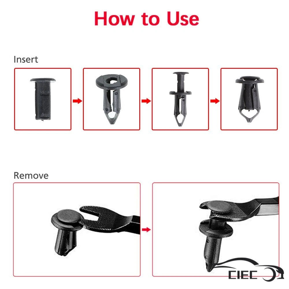Set of 100 Plastic Rivets for Car Auto Fender (Universal)