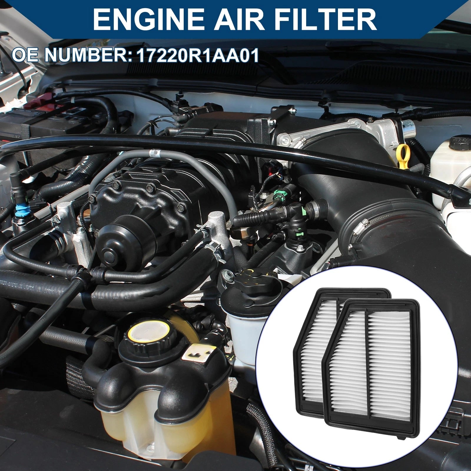 Set of 2 Engine Air Filters No.17220R1AA01 for Honda Civic 1.8L (2012–2015)