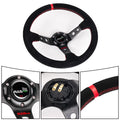 Suede Leather Steering Wheel 345mm Deep Dish for Universal Fit