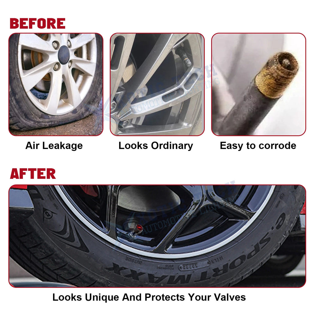 Red Aluminum Tire Valve Stem Caps for Dodge (2011-2023)