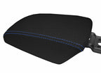 Console Lid Armrest Cover for Ford Focus (2012–2018) Carbon Fiber Blue Stitch