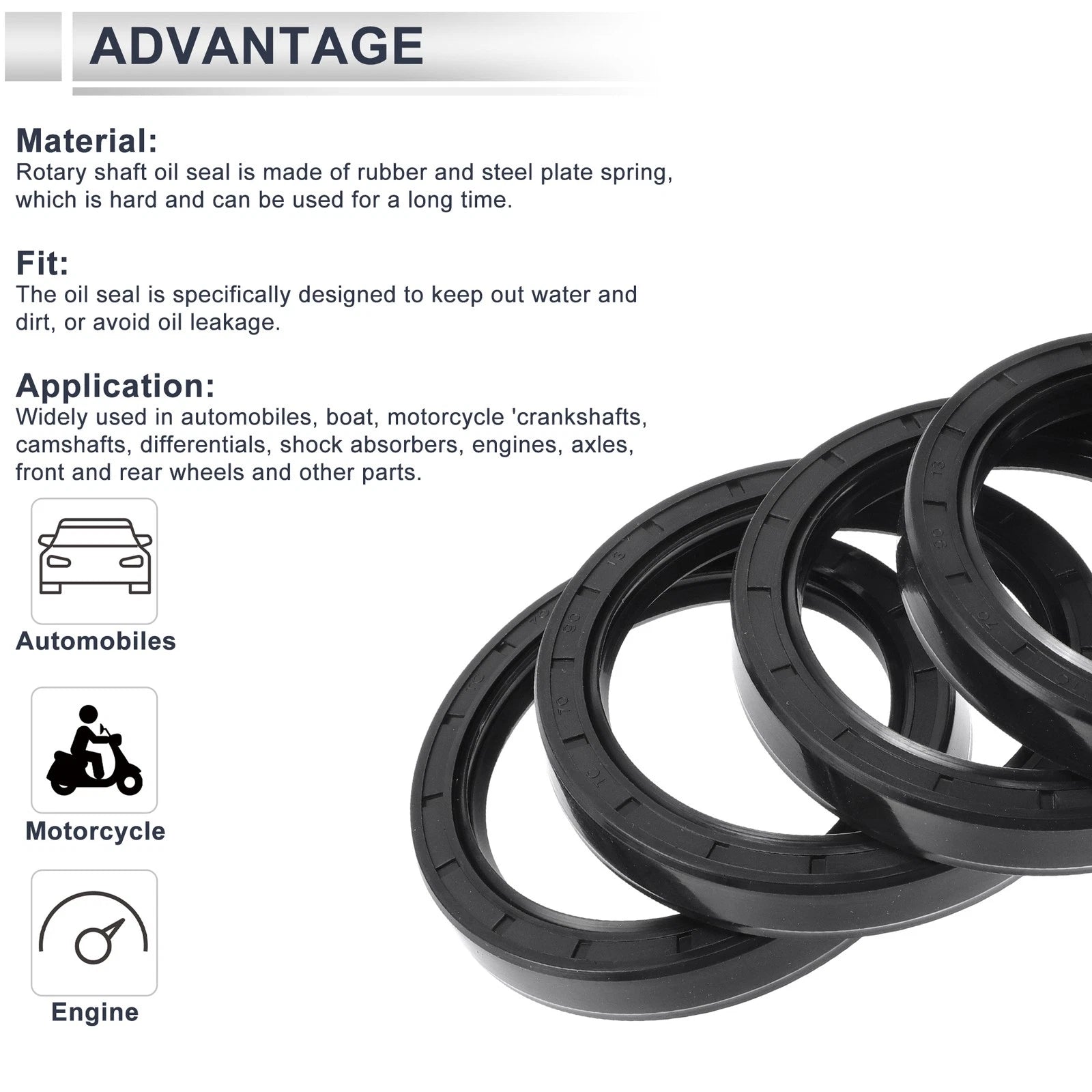 Set of 5 Oil Seal Rotary Shaft Seal Nitrile Rubber 70x90x13mm