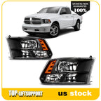 2X Headlights for Dodge Ram 1500 2500 3500 (2009–2018) Quad Black Housing