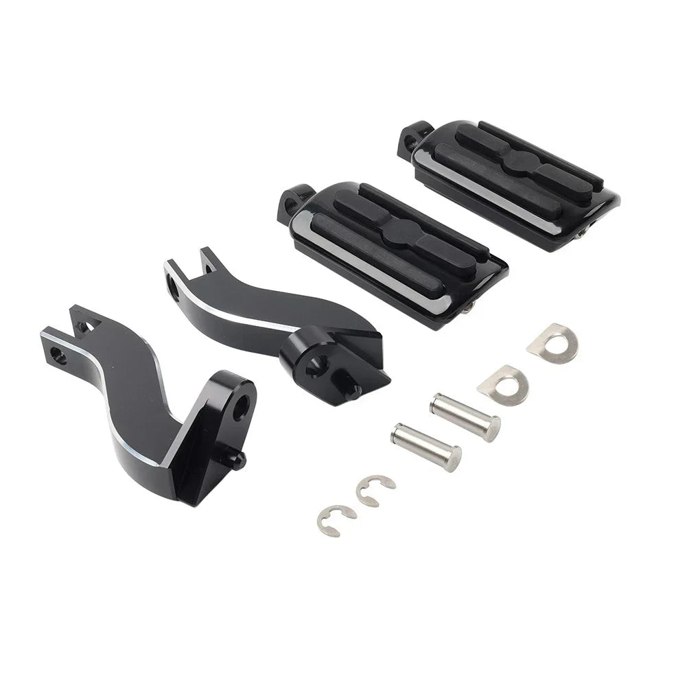 Black Rear Passenger Pedal Mounts for Harley Touring Electra Glide (93-24)