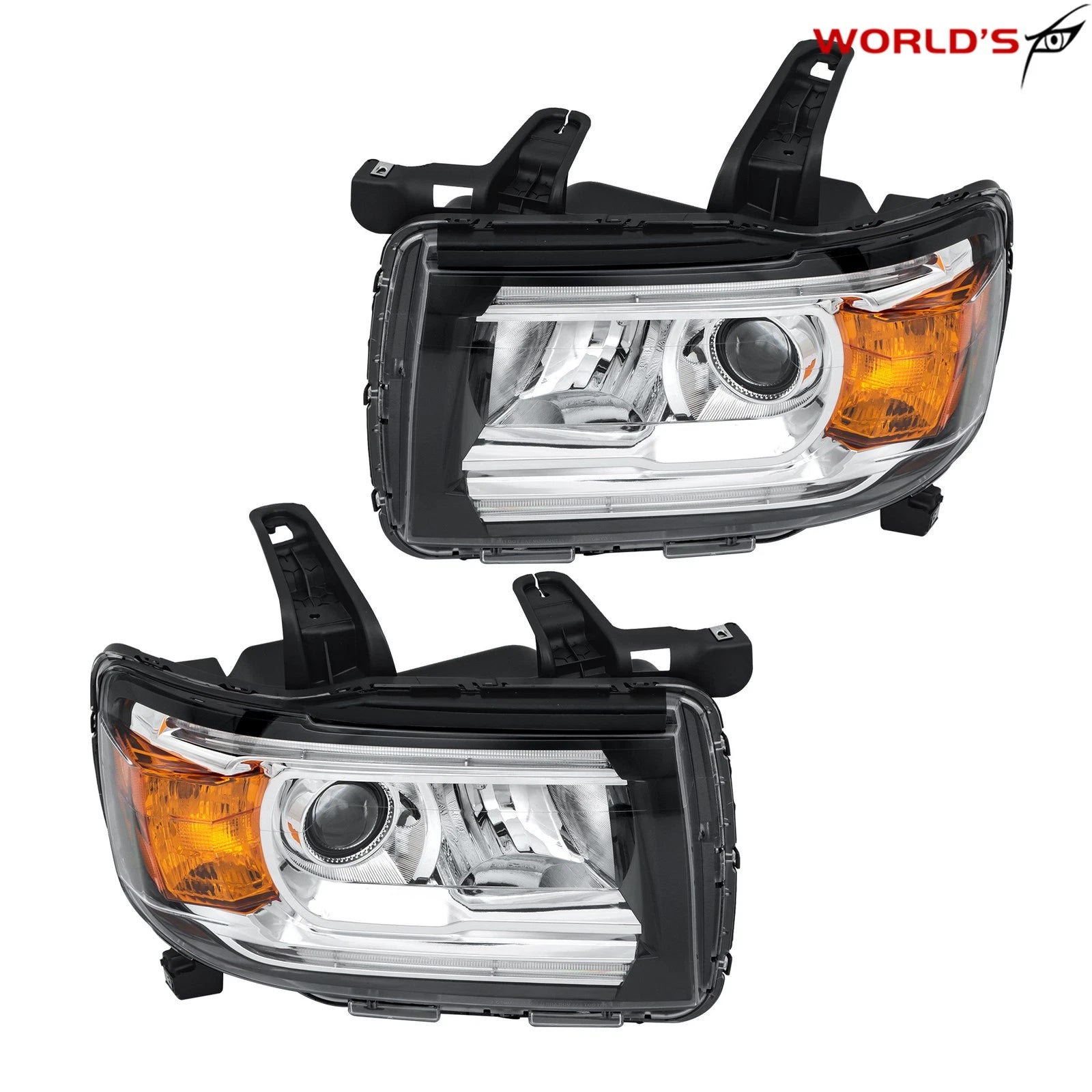 Set of 2 Front Headlights for GMC Canyon (2015–2022) Halogen with LED DRL Chrome