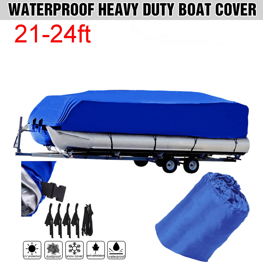 Pontoon Boat Cover Waterproof Anti-UV Heavy Duty for 21-24ft