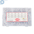 Set of 245 Hex Screws Flanged Bolts Nuts Kit for Metric M6 M8 M10