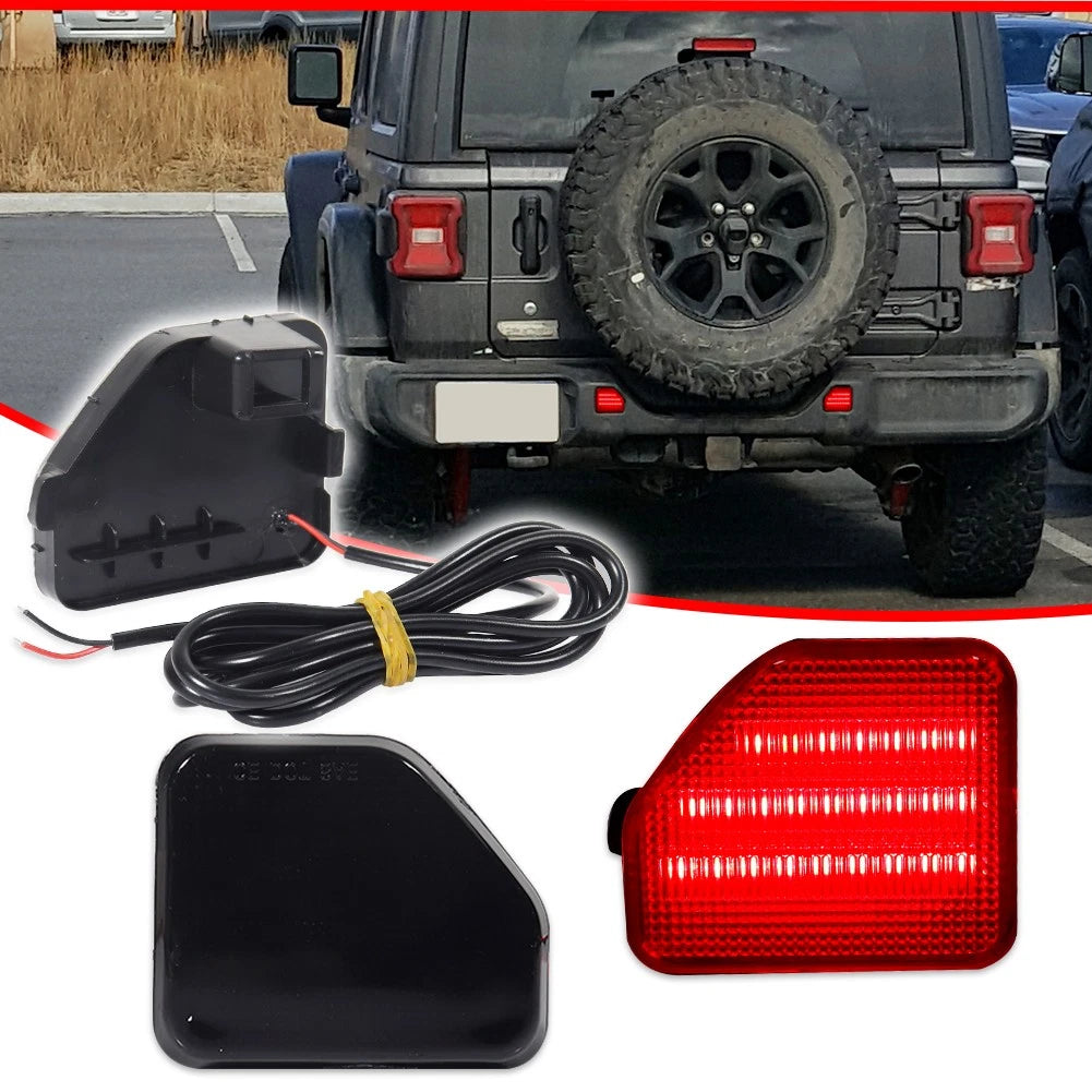 2X LED Rear Bumper Reflector Tail Lights for Jeep Wrangler JL (2018–2024)