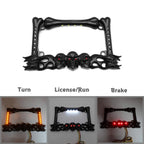 3D Skull Flame Bone License Plate Frame with LED for Harley Honda