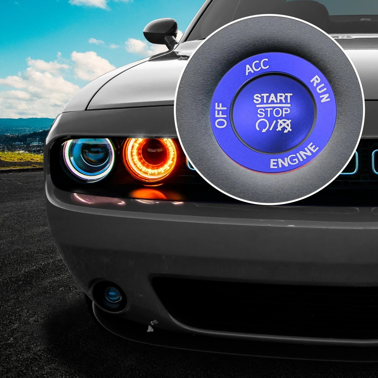 Engine Push Start Button Sticker Kit for Dodge Charger Challenger Durango (2011–2023)