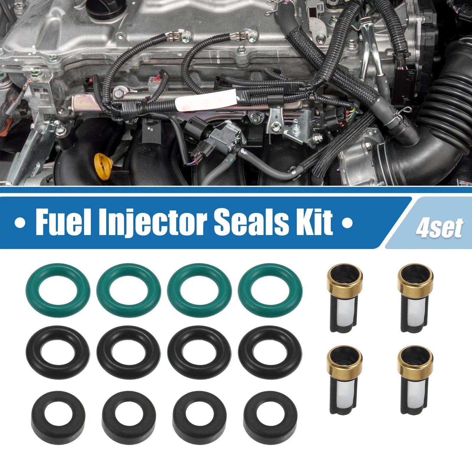 Fuel Injector O-Rings & Seals with Micro Filters for Honda Civic & Acura