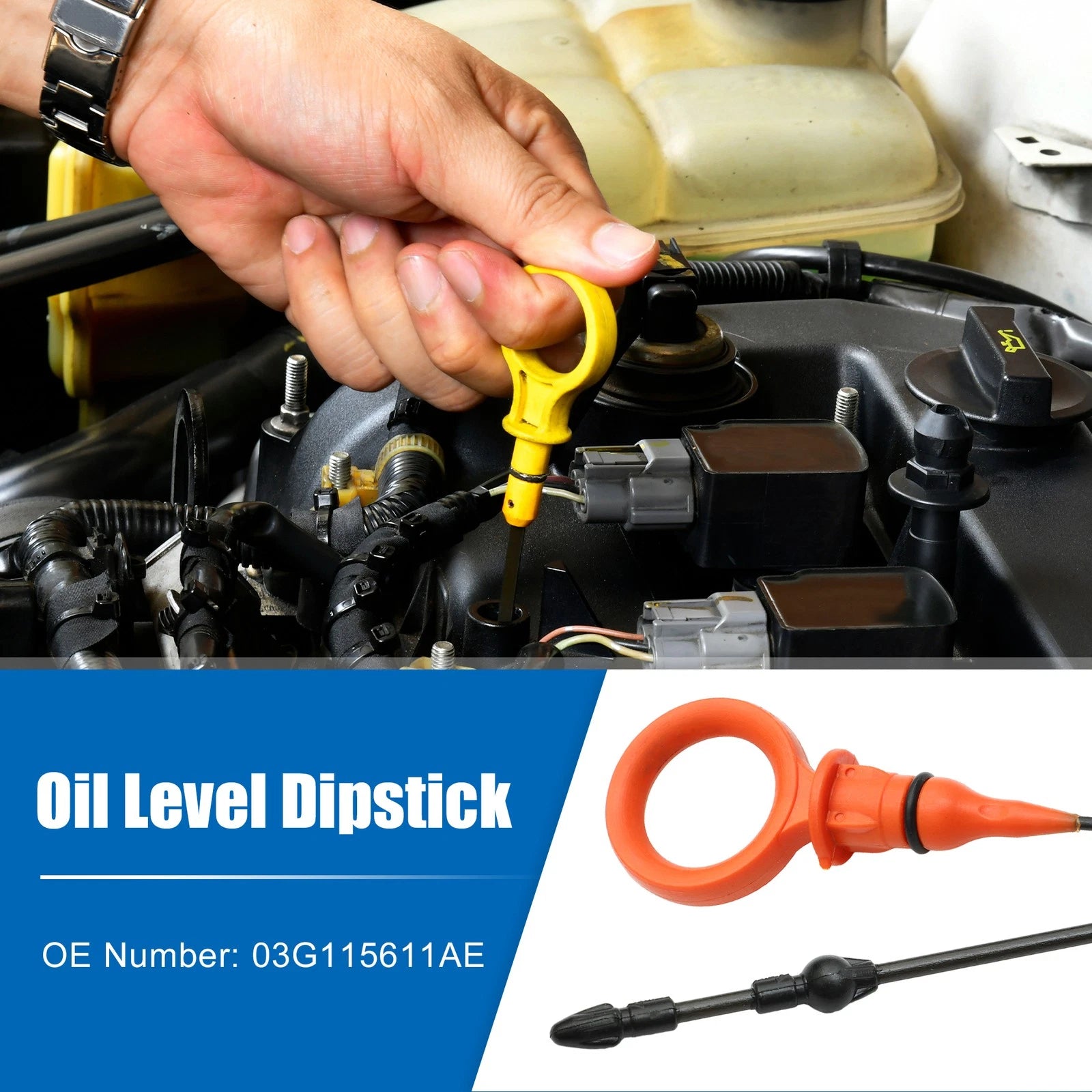 Engine Oil Level Indicator Dipstick for Audi A4 B7 A6 C6 (2005–2008) No. 03G115611AE