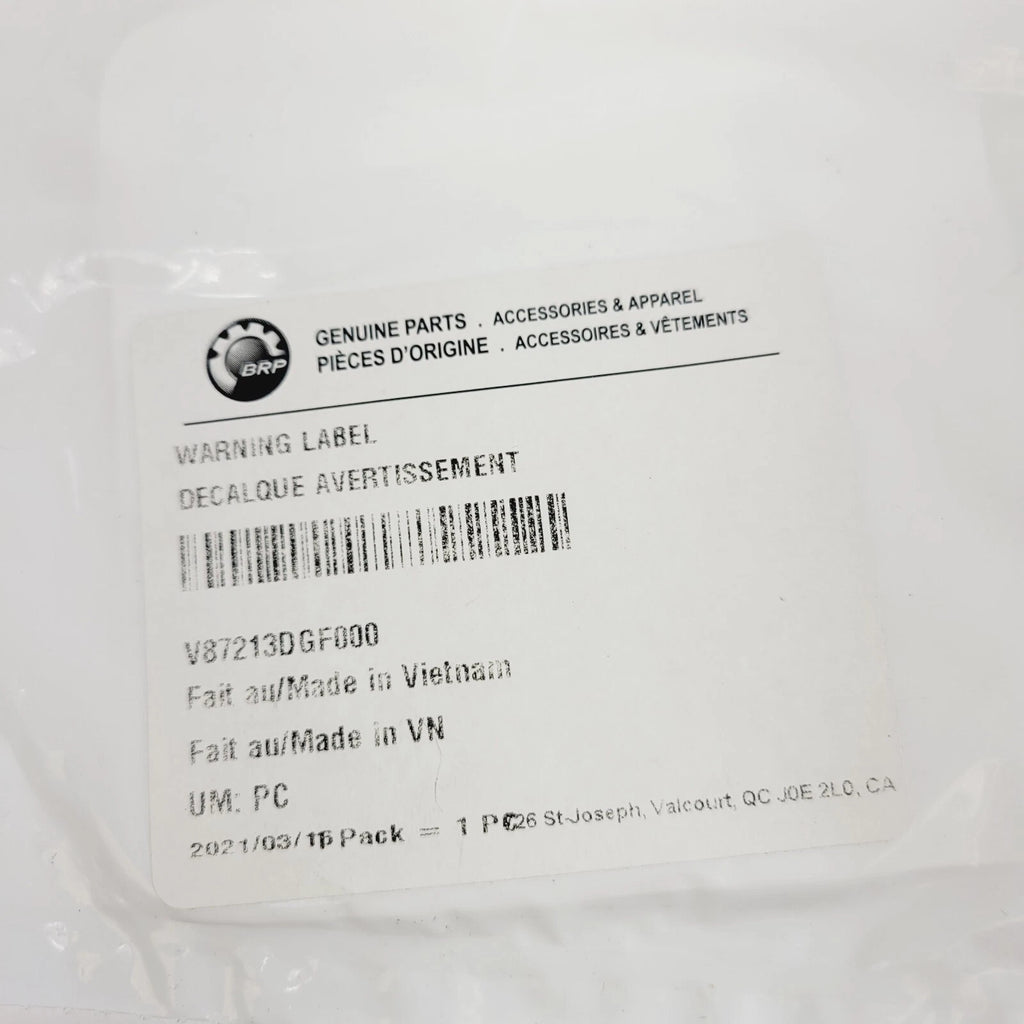 Warning Label for Can-Am DS 90 X (2010) V87213DGF000