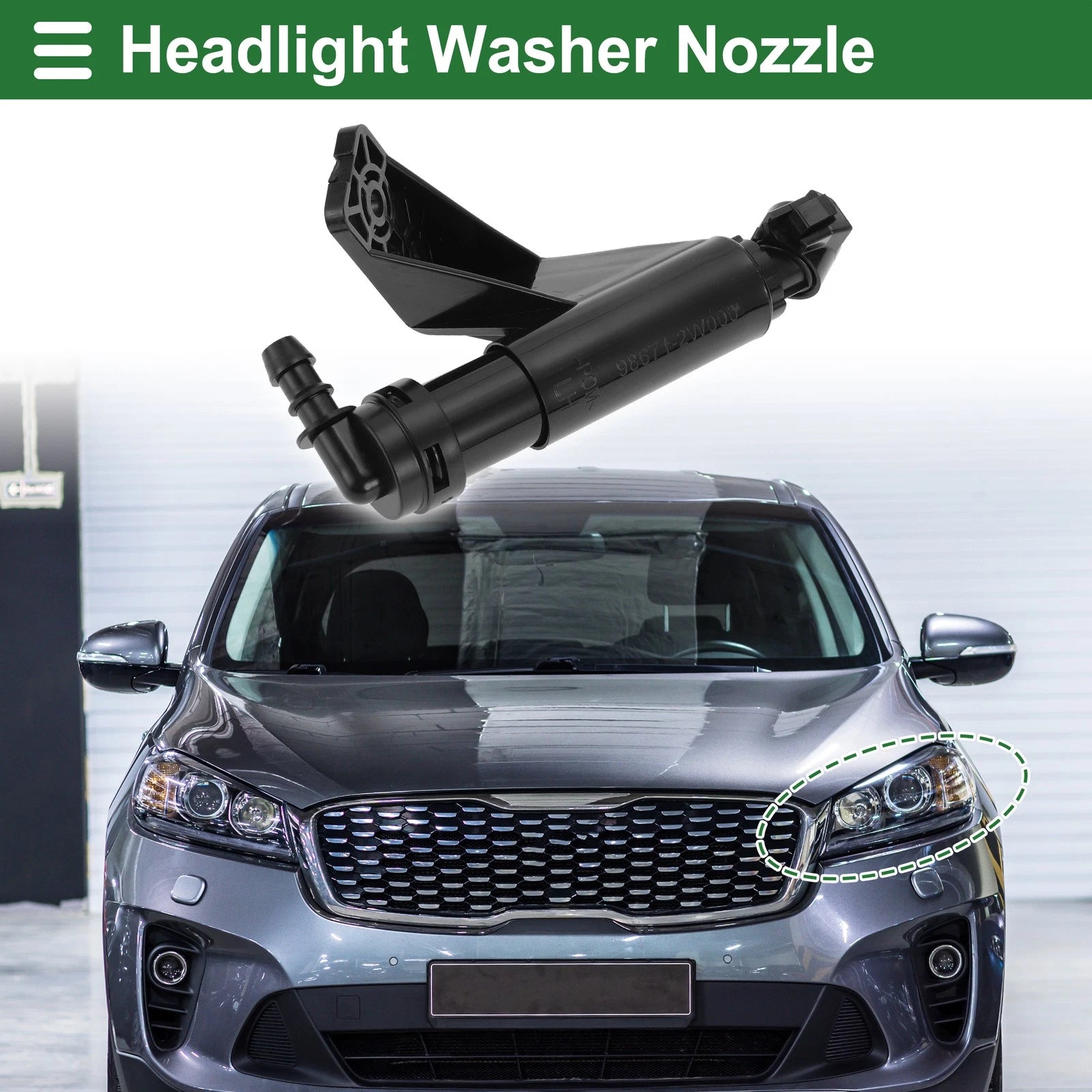Front Side Headlight Washer Nozzle for Hyundai Santa Fe (2013–2018) No. 986712W000