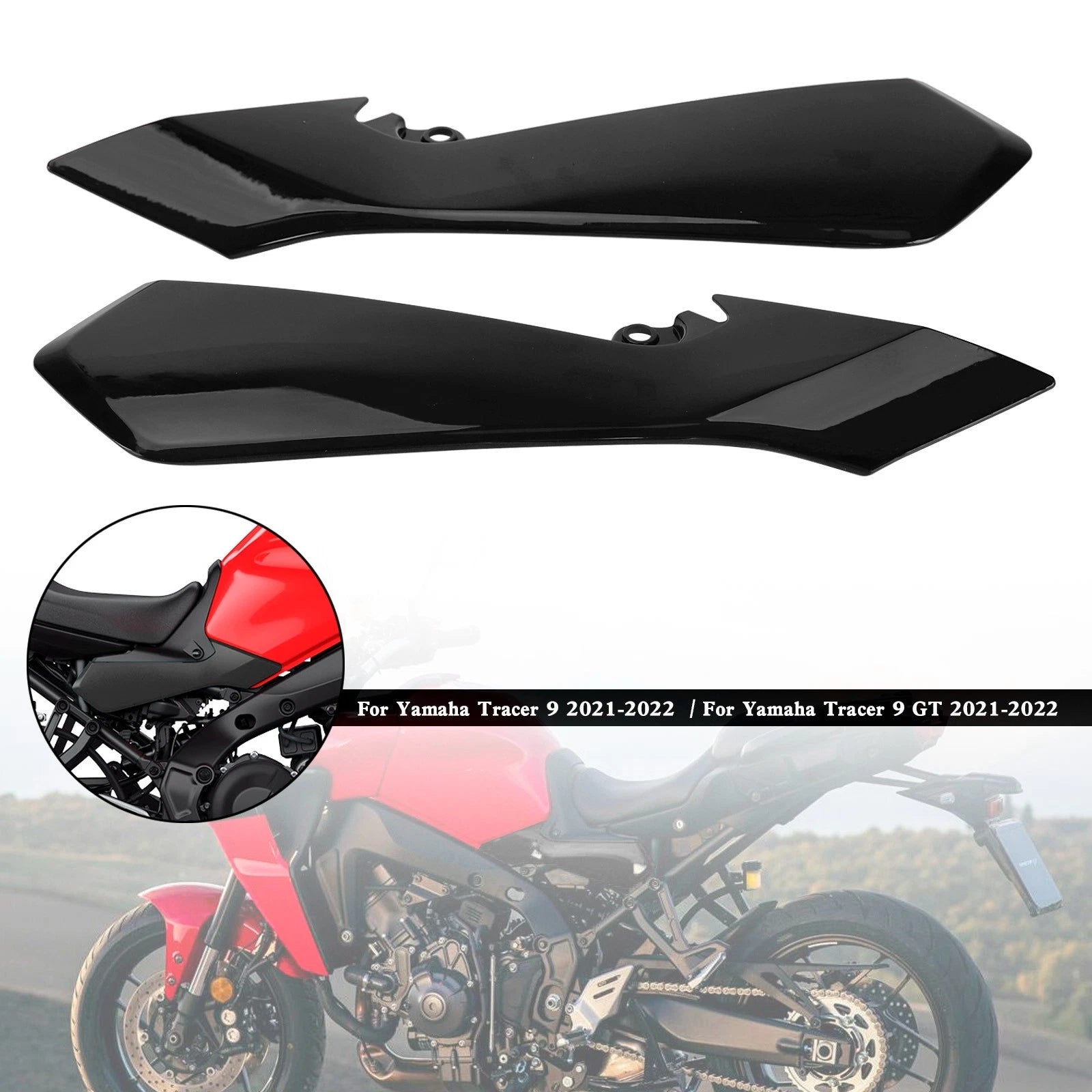 Rear Tail Side Seat Fairing Panel for Yamaha Tracer 9 GT (2021–2022) Black