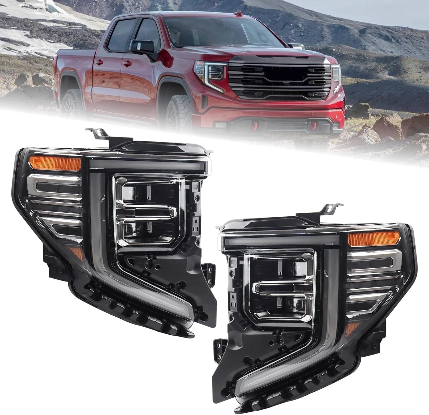 Full LED Headlights Pair for GMC Sierra 1500 (2022–2025)