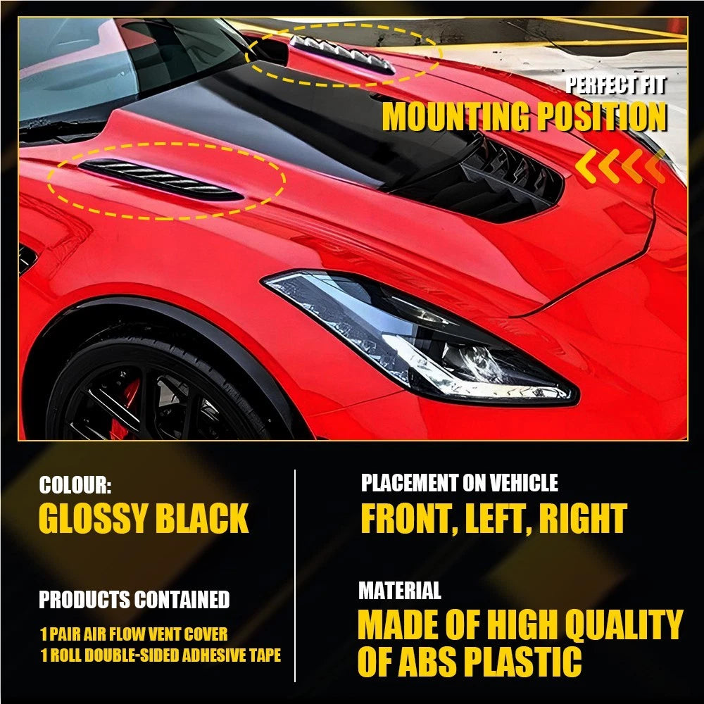Glossy Black Front Hood Air Flow Vent Cover