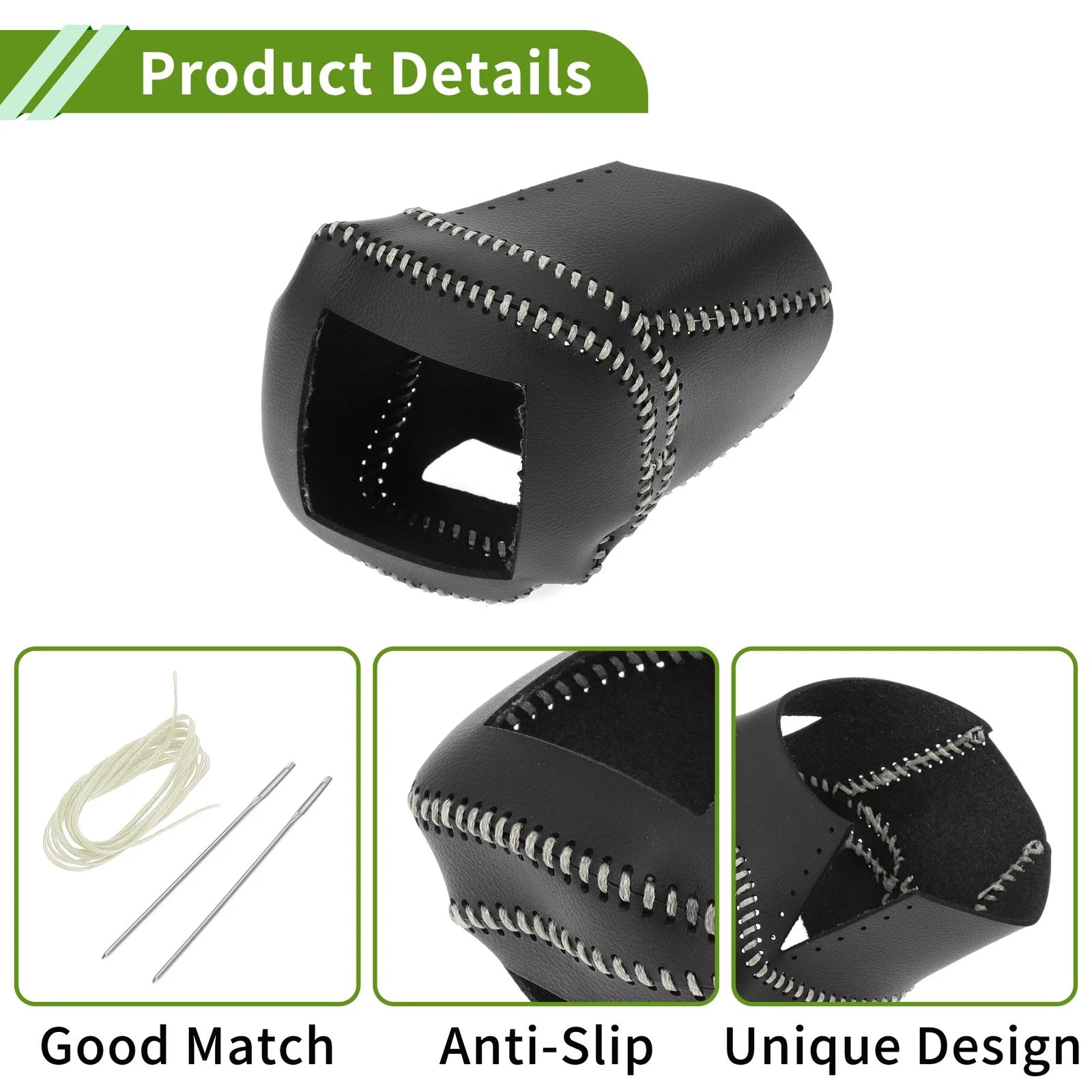 Gear Shift Knob Cover for Nissan Rogue (2021–2024) Black Beige Faux Leather
