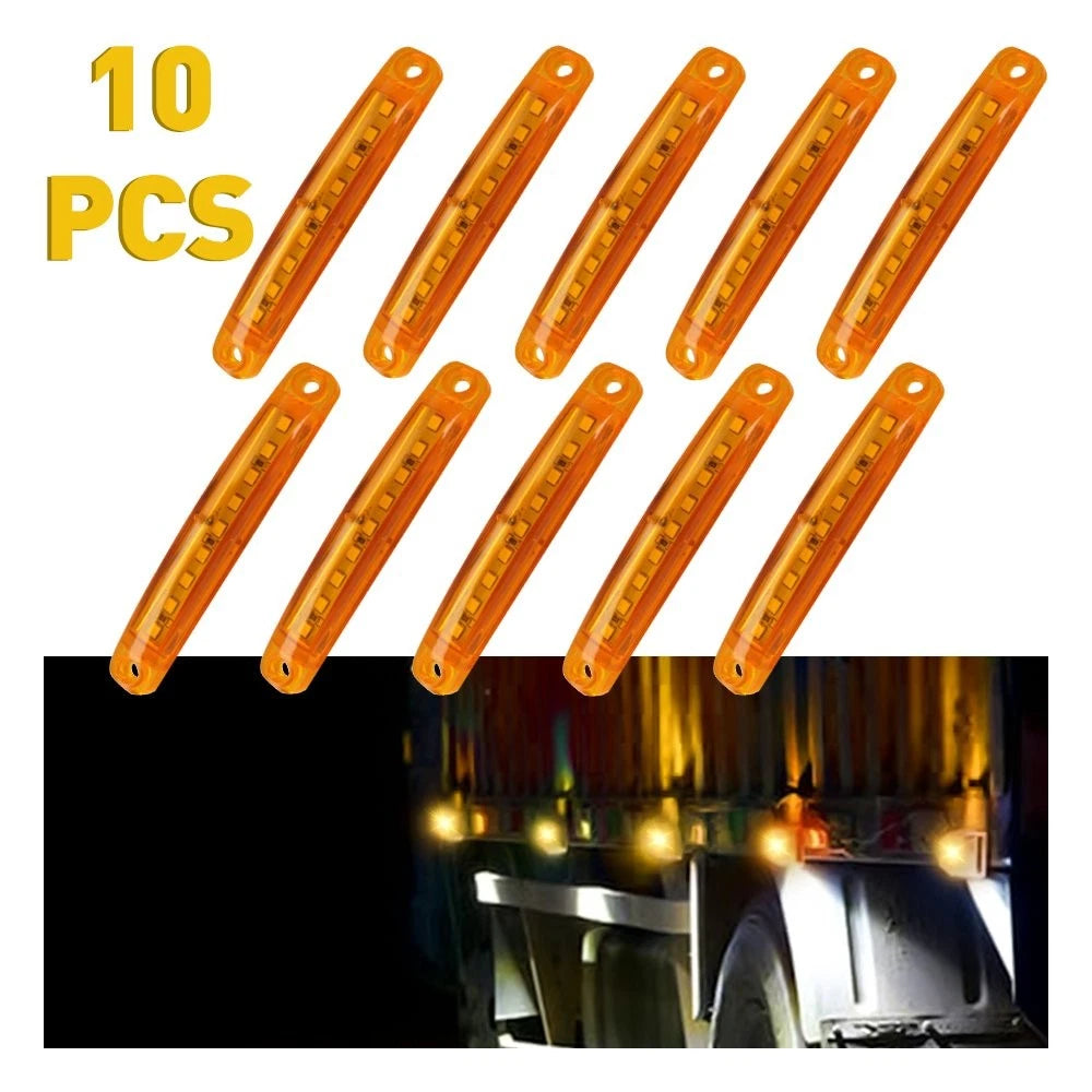 10X Amber LED Side Sealed Marker Clearance Light for Trailer Truck (V)