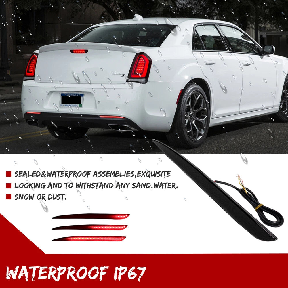 LED Smoked Rear Bumper Reflectors for Chrysler 300 (2015–2022)