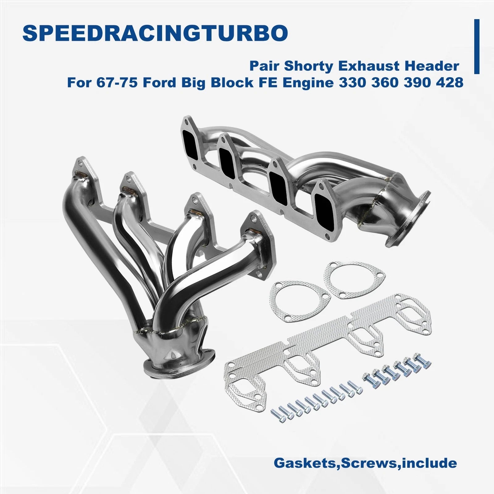 Shorty Exhaust Header for Ford Big Block FE 330 360 390 428 (1967–1975)