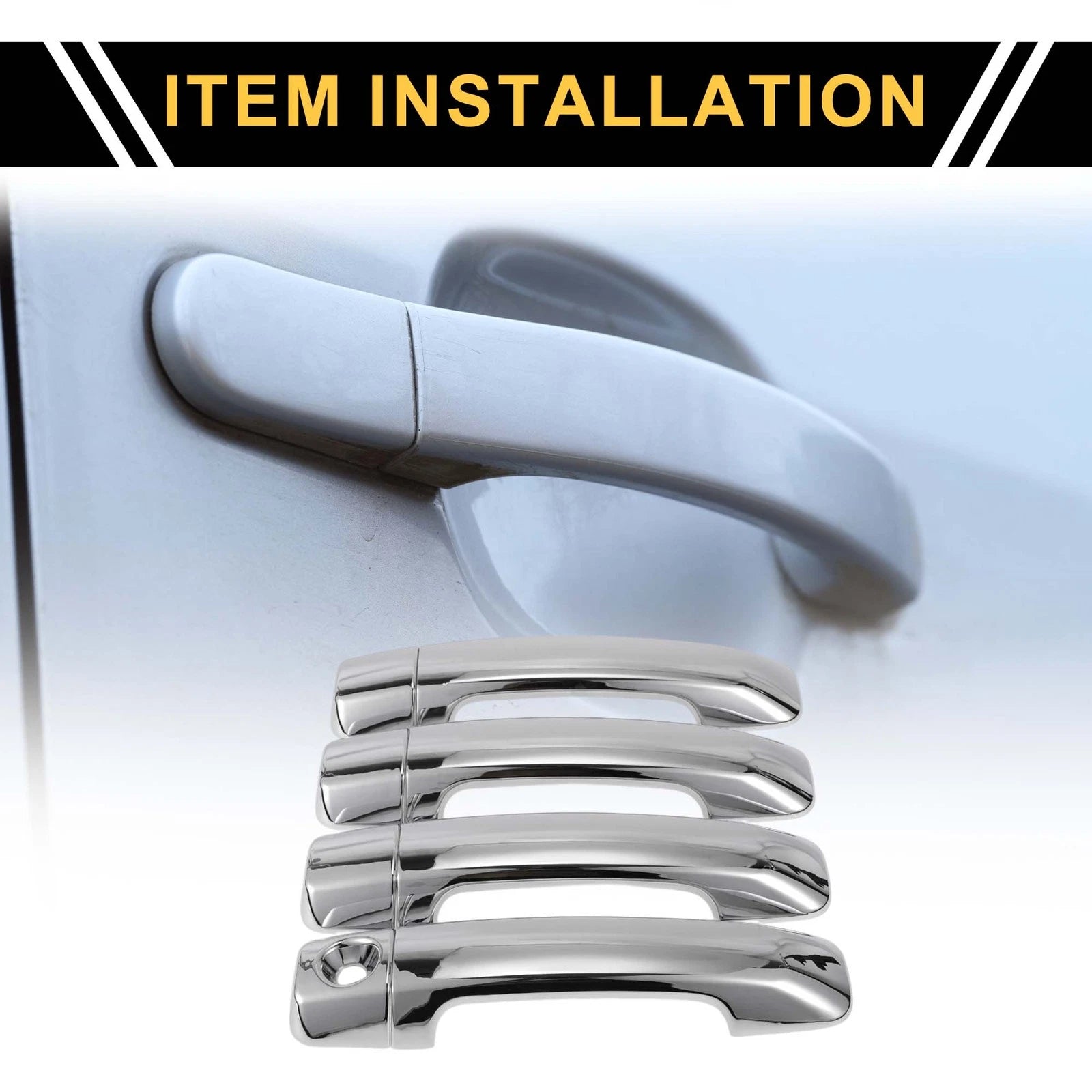 Set of 4 Car Door Handle Protectors for Toyota Tundra (2007–2020) Silver Tone
